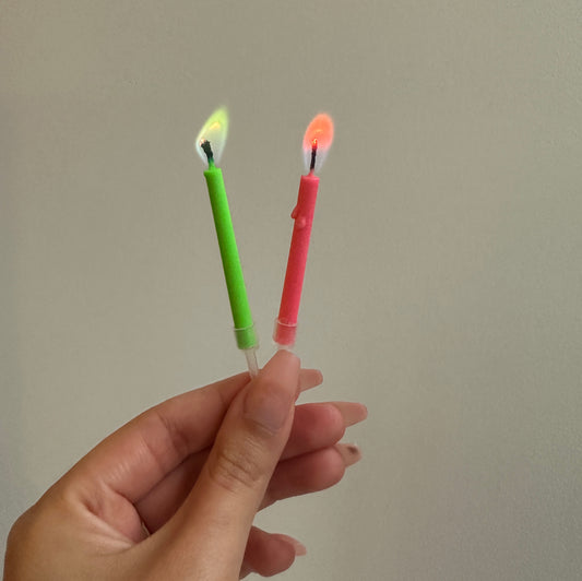 colored flame cake candles