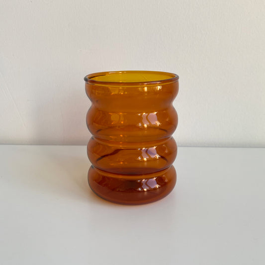 wavy bubble ripple glass in amber
