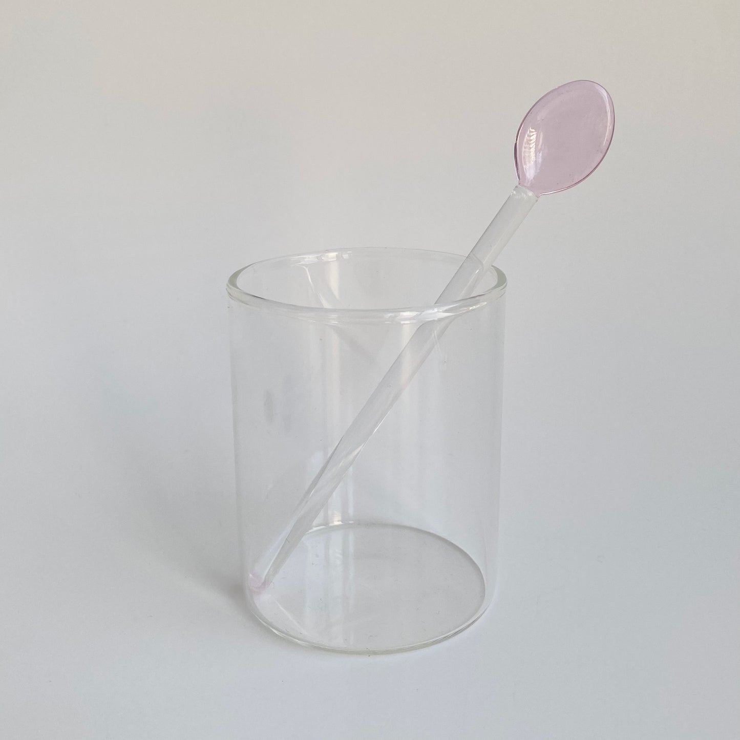 Glass Spoon & Coffee Stirrer in pink