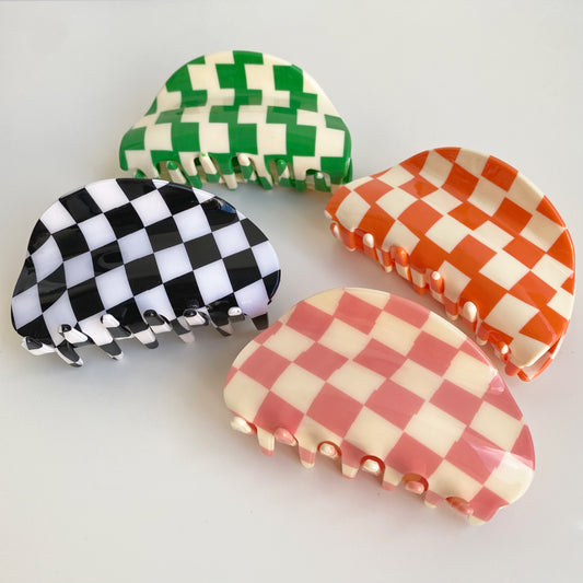 abstract checkered claw clip