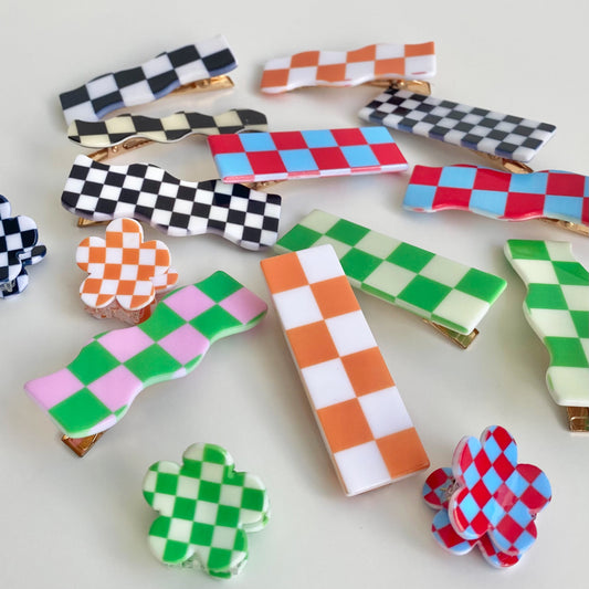 Checkered Hairpins and Hair Clips