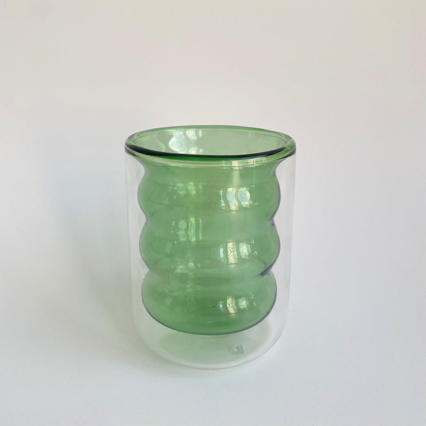 double walled bubble glass in green