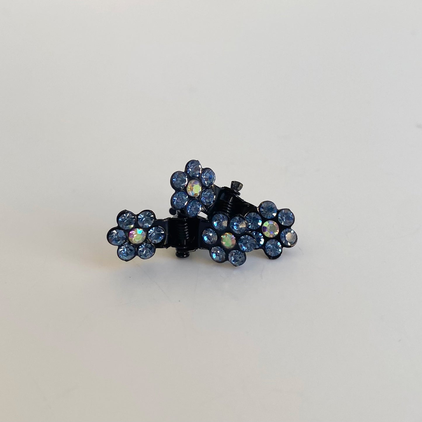 Small Rhinestone Flower Hair Clips in blue 