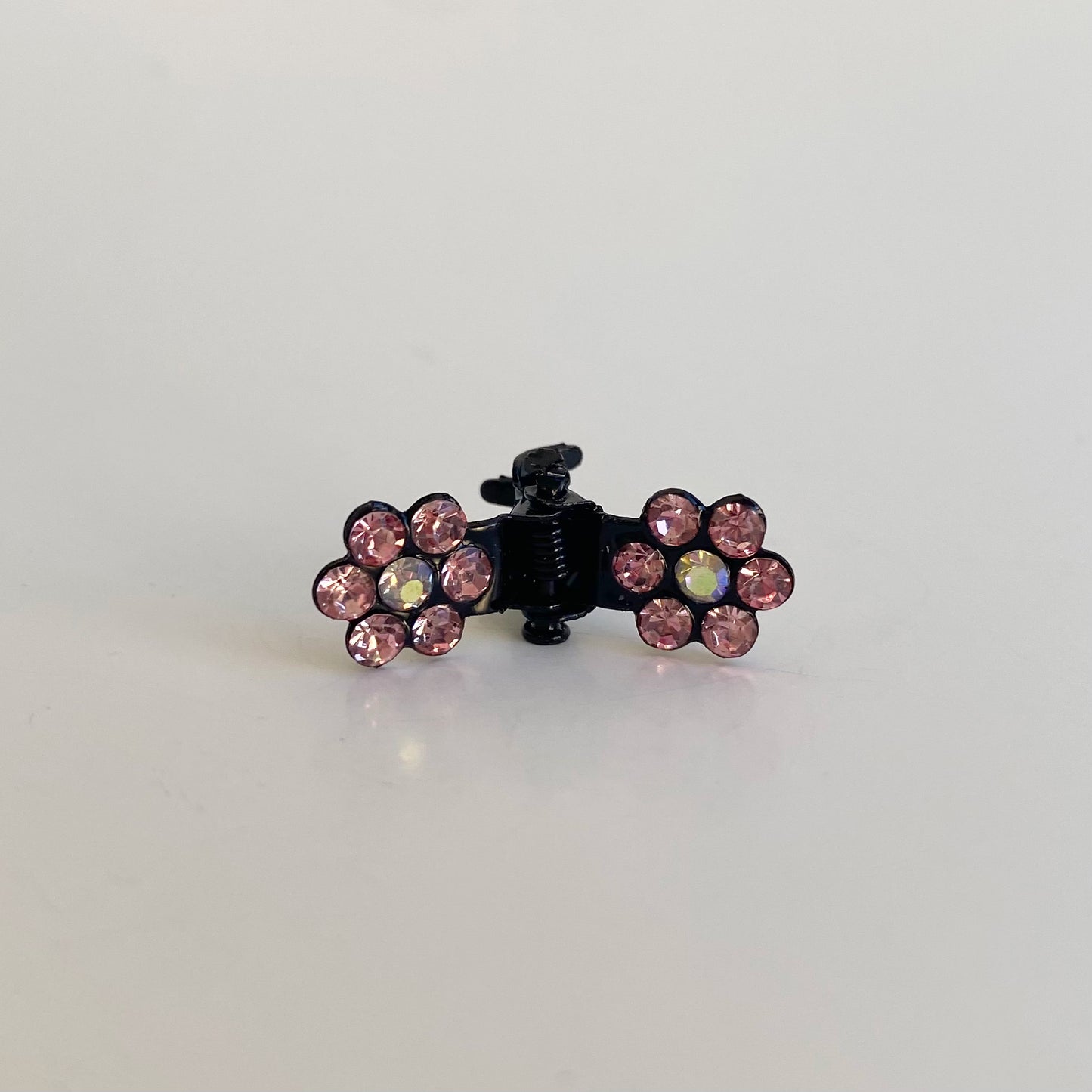 Small Rhinestone Flower Hair Clips  in pink