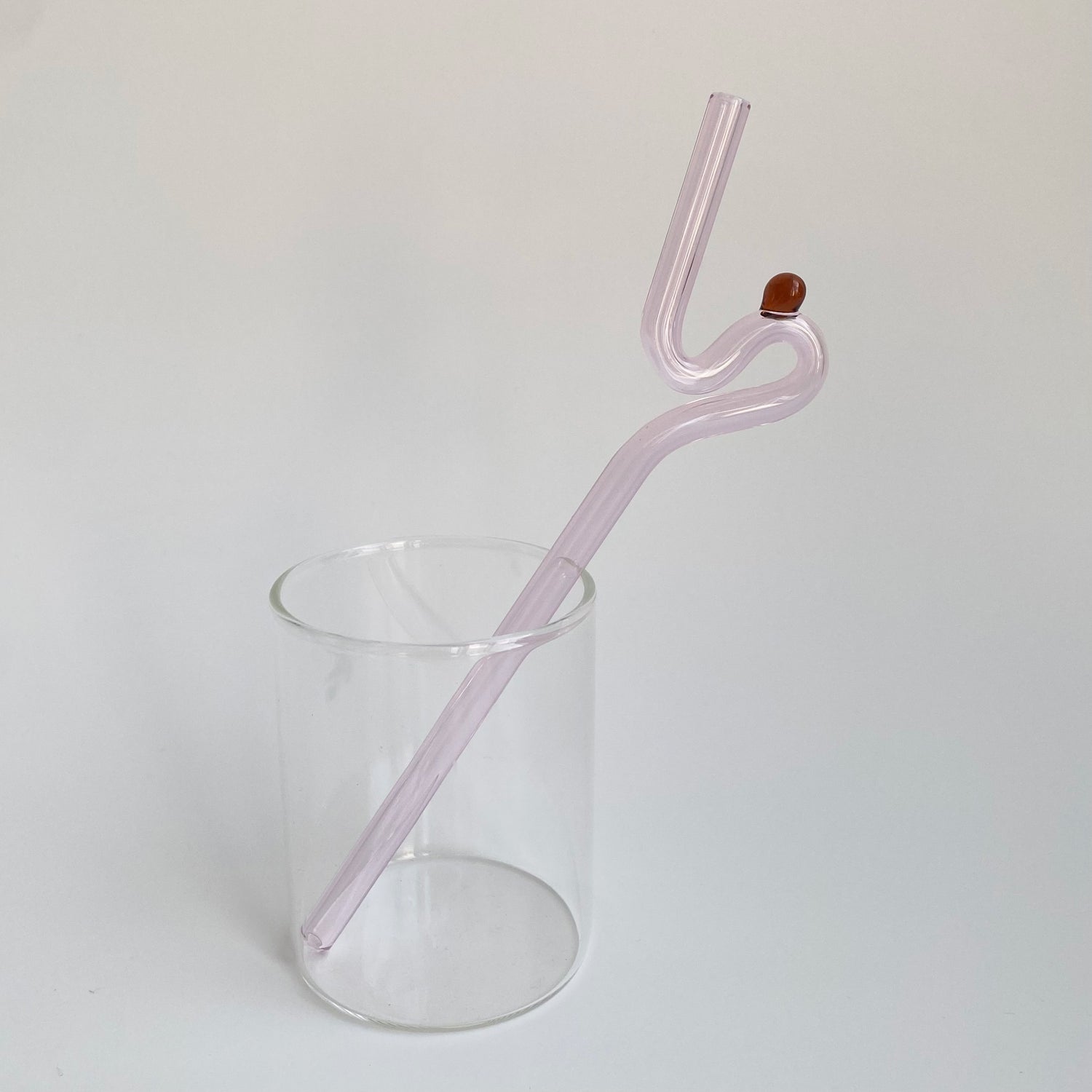 Colorful Spiral & Wavy Glass Straw in pink