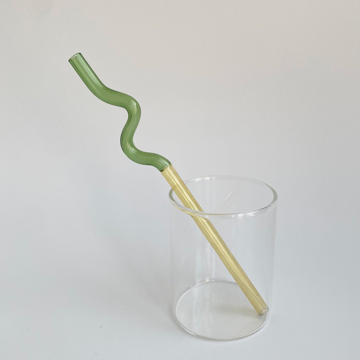 Colorful Spiral & Wavy Glass Straw in yellow/green