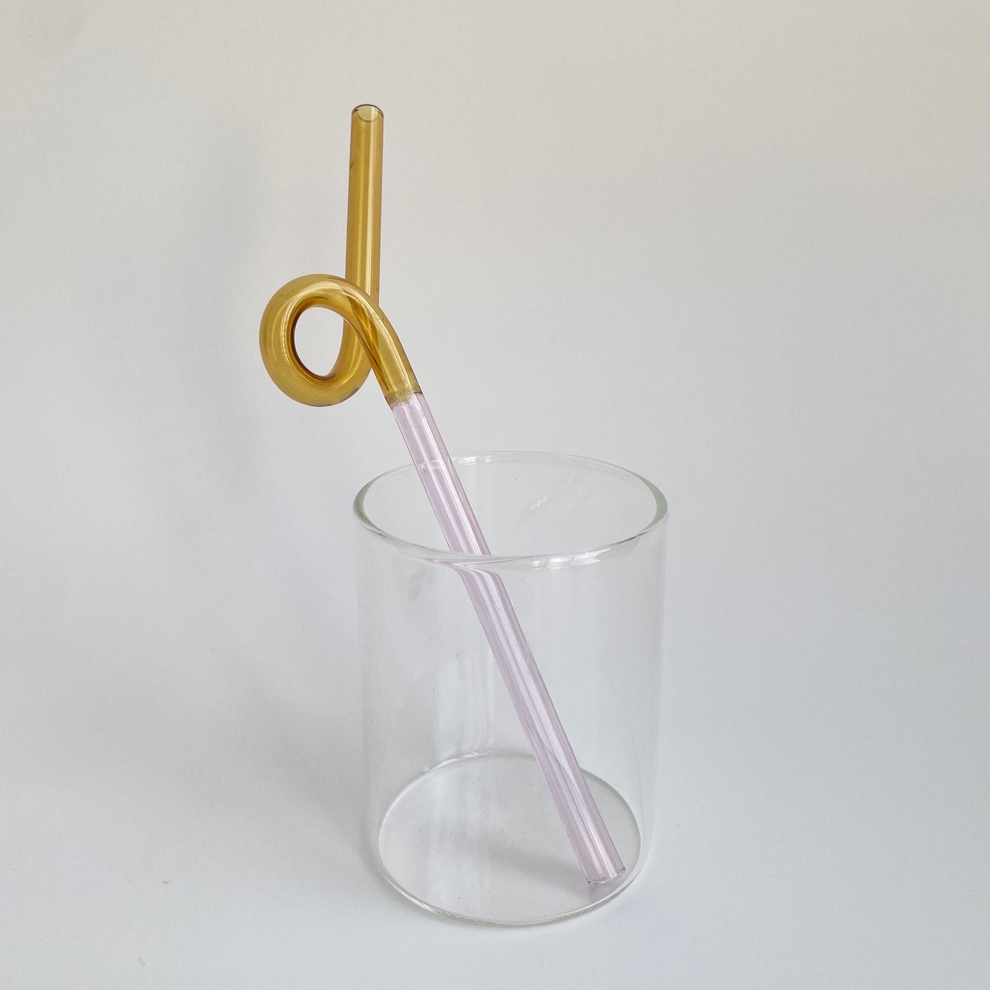 Colorful Spiral & Wavy Glass Straw in pink/yellow