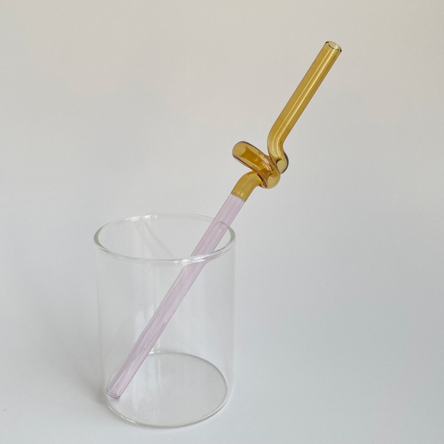 Colorful Spiral & Wavy Glass Straw in pink/yellow