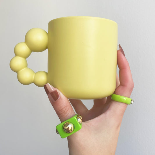 pearl handle ceramic mug in melon green