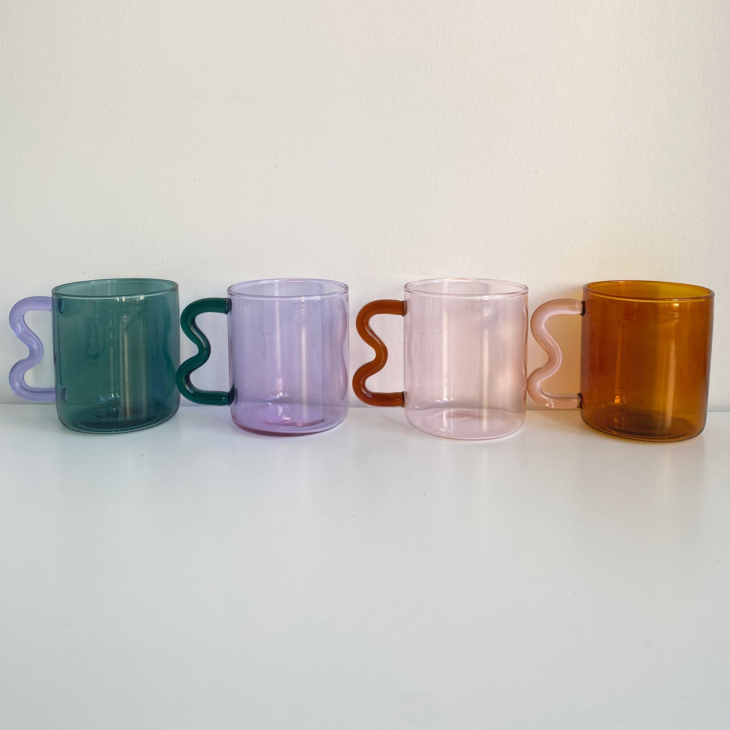 all colors of wave handle glass mug